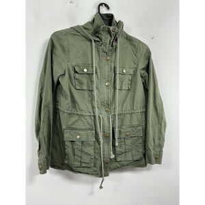Womans Market & Spruce Utility Jacket Medium Green Removable Hood
